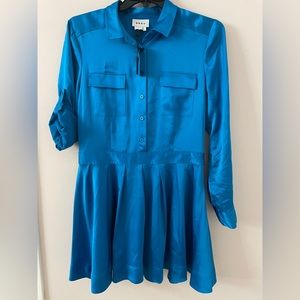 Women's NWT DKNY Dawson Polo Blue Silk Dress Sz 14